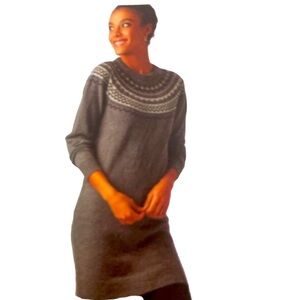 NWT Charlie Paige gray crew neck Nordic sweater dress/tunic ribbed hems medium